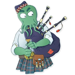 🎺 Oktopus, Dudelsack, Kilt, Schottisch, Musik, Instrument, Cartoon telegram sticker