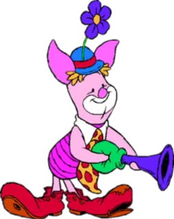 🤡 Piglet Leitão, Ursinho Pooh, desenho animado, palhaço, festa, porco telegram sticker