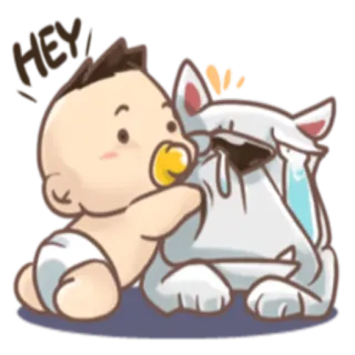 ☹️ HEY bebé, lobo, dibujos animados, lindo, abrazo, amistad whatsapp sticker