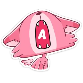 😮 A 고양이, 분홍색, 스티커, 만화, 동물, 글자 A, 입 벌림, 소리 지르는 telegram sticker