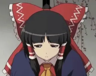 😕 Reimu Hakurei Touhou Project Anime, Garota, Personagem, Laço, Japonês telegram sticker