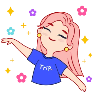 😊 Trip. Dessin animé, Fille, Étincelles, Fun, Joyeux, Mignon telegram sticker