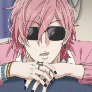 💿 anime, character, pink hair, sunglasses, man, fashion, cartoon telegram sticker