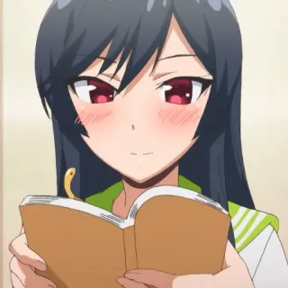 📗 Anime, Meisje, Lezen, Boek, Schattig, Blozen, Schooluniform telegram sticker