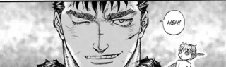 🖤 Guts Berserk HEH! manga, anime, smile, face, elf whatsapp sticker