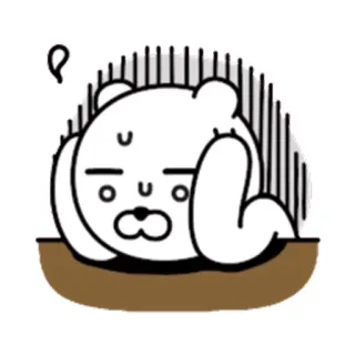 👍 oso, dibujo animado, triste, molesto, estresado, oso blanco, personaje, agotado whatsapp sticker