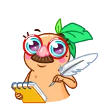 🤓 nhãn dán, chữ viết, hoạt hình, nhân vật, sổ tay, lông vũ, kính telegram sticker