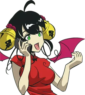🤳 Anime, Dibujos animados, Chica, Teléfono, Vestido chino telegram sticker