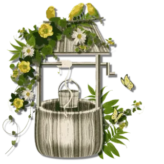 🌹 колодец желаний, цветы, птицы, бабочки, природа, цветочный telegram sticker