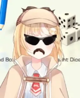 🙊 Amelia Watson vtuber, anime, character, sunglasses, hat, mustache whatsapp sticker