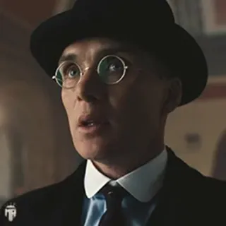 🚬 Thomas Shelby Peaky Blinders 希里安·墨菲, 浴血黑帮, 托马斯·谢尔比, 帽子, 复古, 圆形眼镜 whatsapp sticker