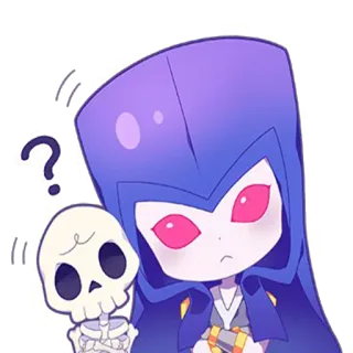 🤷 dessin animé, sorcière, crâne, mignon, magie whatsapp sticker
