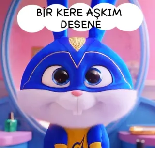 🙈 BİR KERE AŞKIM DESENE 토끼, 만화, 동물, 귀여운, 웃긴, 파란색 whatsapp sticker