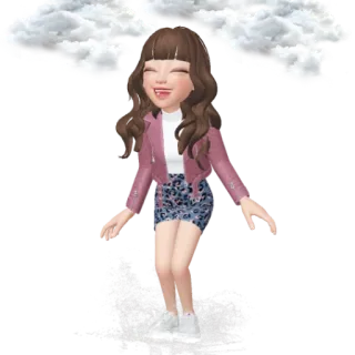 😌 zepeto, avatar, desenho animado, menina, água, nuvens, chuva, fofo whatsapp sticker