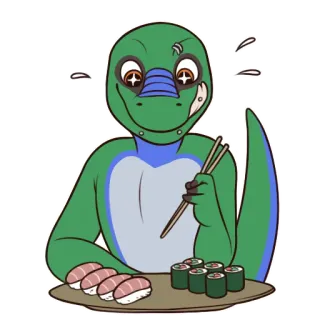 🍣 kadal, sushi, kartun, makanan, binatang, sumpit, karakter, lucu telegram sticker