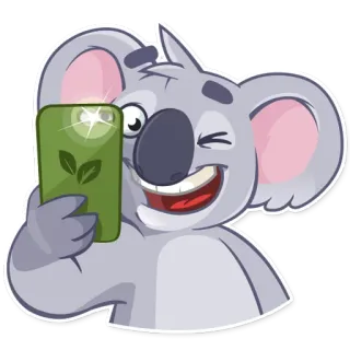 📸 koala, animal, dessin animé, clin d'oeil, selfie, mignon, joyeux telegram sticker