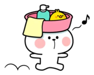 🚿 Cartoon, Hase, Küken, Bad, Süß, Sticker telegram sticker