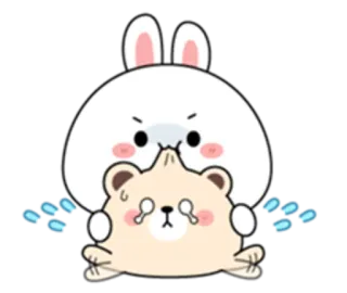 😅 토끼, 곰, 슬픈, 귀여운, 우는, 만화 telegram sticker