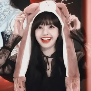 🍓 Lisa Lisa, Lalisa Manoban, K-pop, chanteuse, chapeau, mignon, frange telegram sticker