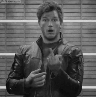 🎵 Star-Lord Guardians of the Galaxy doigt d'honneur, geste offensant, Star-Lord, Peter Quill, Marvel, Les Gardiens de la Galaxie telegram sticker