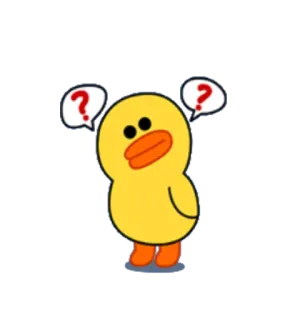 😑 canard, dessin animé, question, mignon, réflexion whatsapp sticker