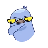 🤔 uccello, pensieroso, cartone animato, carino, animale, blu telegram sticker