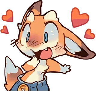 😍 мультик, лиса, милый, счастливый, оранжевый, сердце telegram sticker
