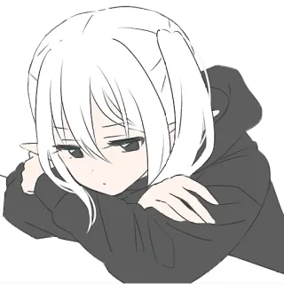 🥱 Anime, Ragazza, Cartone animato, Adesivo, Carino, Capelli bianchi telegram sticker