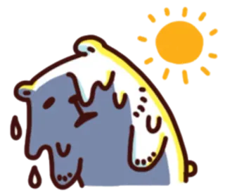 🙁 urso, suando, quente, verão, calor, exausto, sol, desenho animado whatsapp sticker