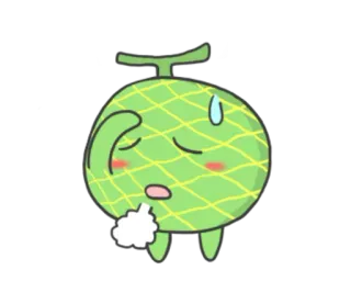 🍈 melone, comic, schweiß, süß, kawaii, emoji telegram sticker