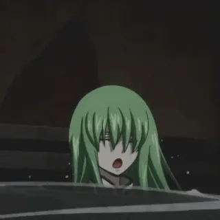 💦 C.C. Code Geass Anime, Ragazza, Capelli verdi, Bagno, Sorpresa telegram sticker