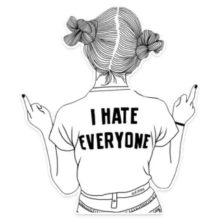 🖕 I HATE EVERYONE hate, offensive, middle finger, rude, teen, attitude telegram sticker