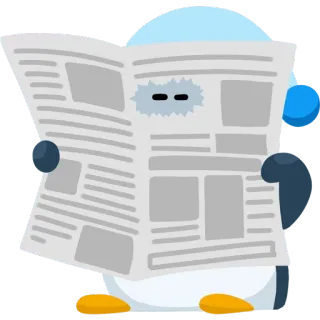 😑 pinguino, lettura, giornale, uccello, notizie, cartone animato whatsapp sticker