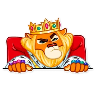 😑 лев, король, корона, мультфильм, животное, персонаж telegram sticker