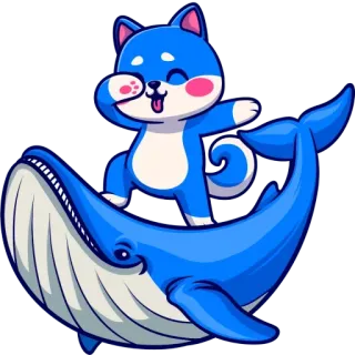 🐋 dog, whale, cartoon, animal, cute, blue whatsapp sticker