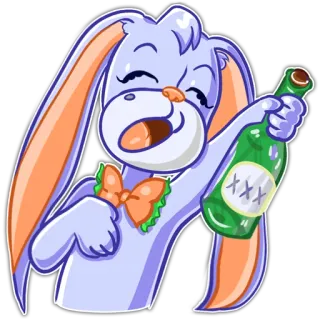 🍺 XXX кролик, мультик, бутылка, алкоголь, вечеринка telegram sticker