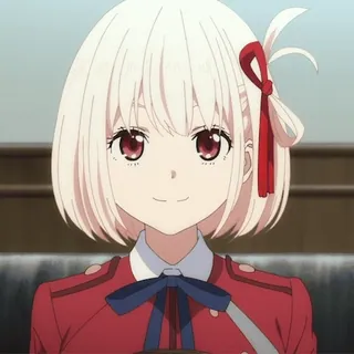 ☺️ Chisato Nishikigi Lycoris Recoil 动漫, 角色, 女孩, 红色制服, 莉可丽丝, 锦木千束 telegram sticker