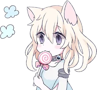 😶 anime, kawaii, cat, lollipop, cute, girl telegram sticker