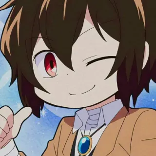 💛 animé, personnage, clin d'oeil, cheveux bruns, costume telegram sticker