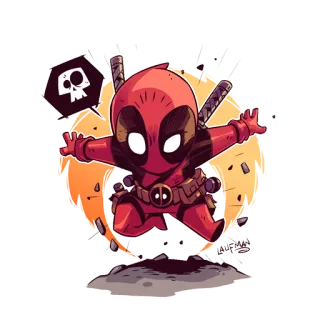 😁 Deadpool Deadpool, Marvel, supereroe, cartone animato, chibi, fumetto telegram sticker