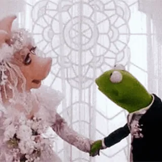 😙 Miss Piggy The Muppets 婚礼, 新娘, 新郎, 婚姻, 布偶, 科米, 猪小姐 whatsapp sticker