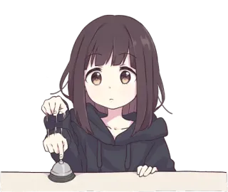 👇 fille anime, cloche, kawaii, manga, mignon telegram sticker