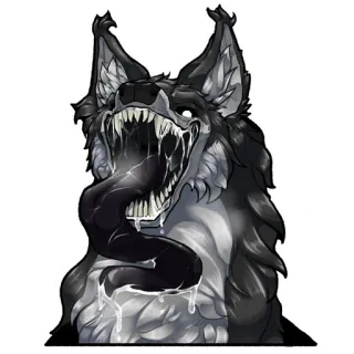 😛 wolf, monster, creature, feral, teeth, tongue, scary, beast telegram sticker