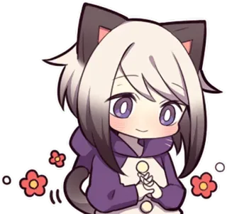 🙏 chat, anime, dessin animé, kawaii, mignon, fille, sticker whatsapp sticker