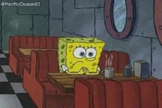😶 Spongebob Spongebob Squarepants Dessin animé, Spongebob, Attendre, Triste, Restaurant whatsapp sticker