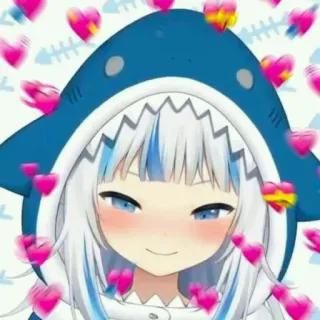 🦈 Gawr Gura Gawr Gura, VTuber, Hai, Anime, niedlich, Herzen telegram sticker
