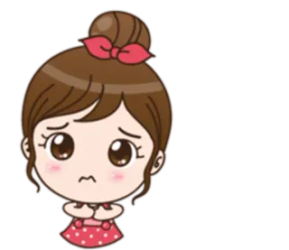 😕 desenho animado, menina, triste, fofo, pedindo desculpas telegram sticker