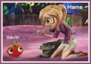 🍓 Mame, Gavin animowane, kreskówka, jedzenie, postać, truskawka, dziewczyna whatsapp sticker