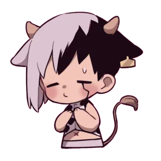 😓 애니메이션, 치비, 소, 귀여운, 만화, 동물, 만화 telegram sticker