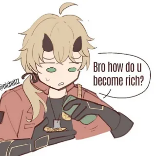 🍡 Bro how do u become rich? pytanie, pieniądze, bogaty, kreskówka, śmieszne telegram sticker
